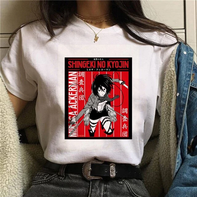 T-shirt Attaque Des Titans</br> Mikasa Ackerman Rouge